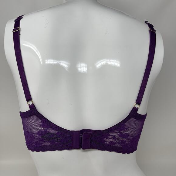 Natori Convertible Bra 34DDD Plum Lace Cherry Blossom Plunge Underwire MSRP $76 - Picture 9 of 14